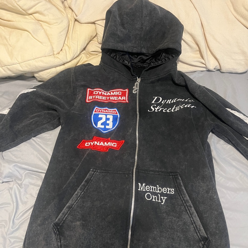 Members Only Black Hoodie with White Text